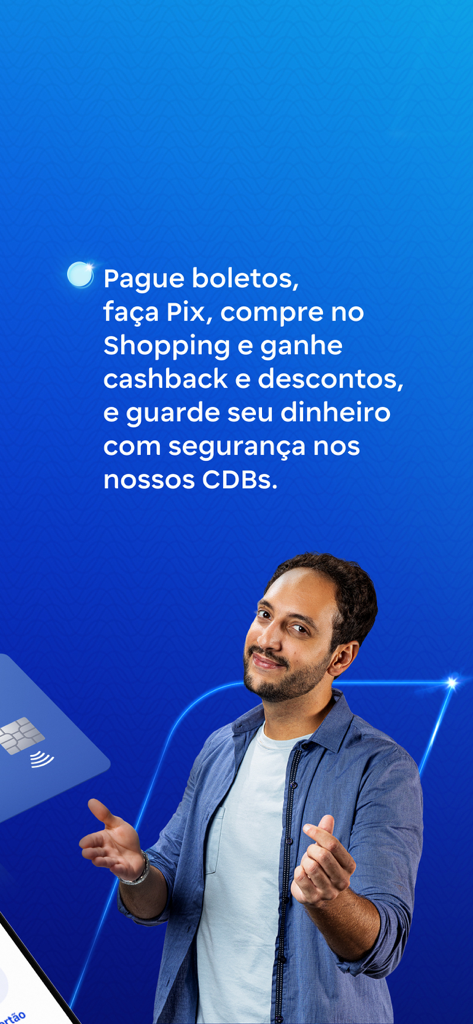 Marketingbild für banco BV, das digitale Konto-Funktionen wie Pix-Zahlungen und Cashback zeigt