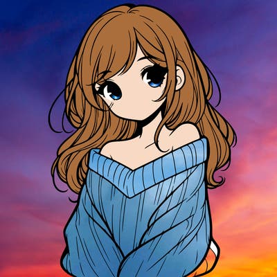 shy pretty girl wearing a sweater that is falling off one shoulder portrait