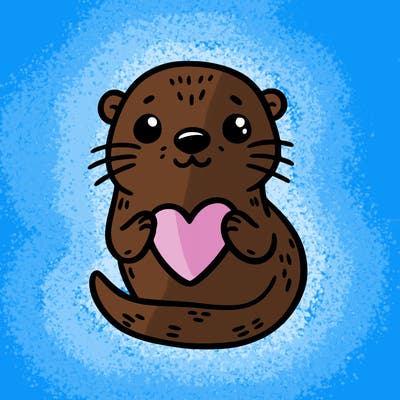 otter with a heart