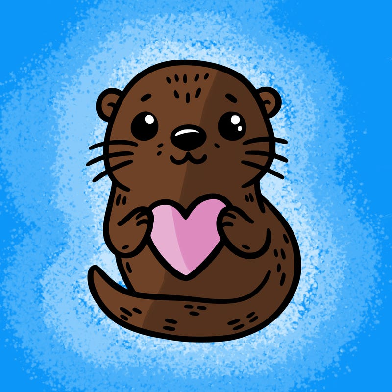otter with a heart