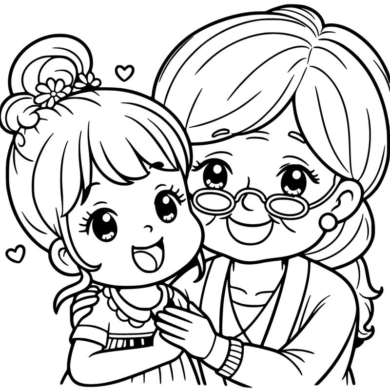 young grandma and a little girl together