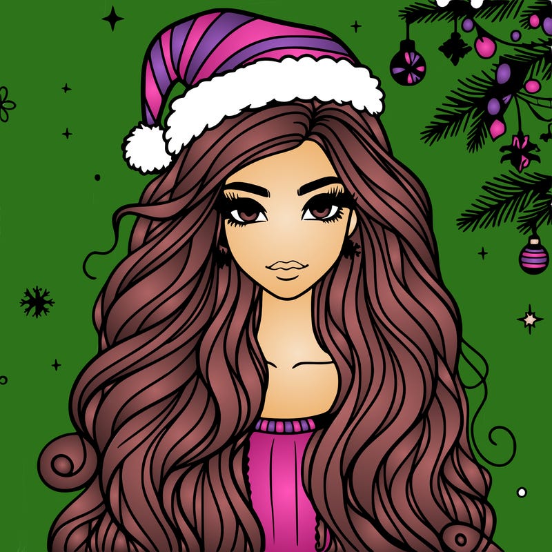 christmas fashionable female model and long hair