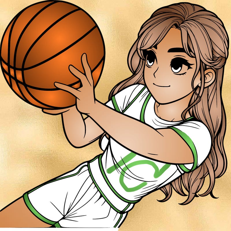 realistic girl playing basketball