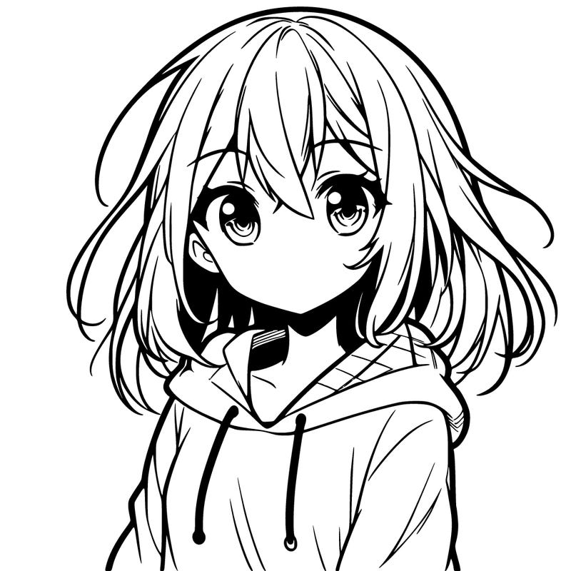 anime girl with hoodie