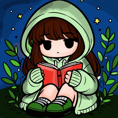 girl in oversized hoodie reading a book