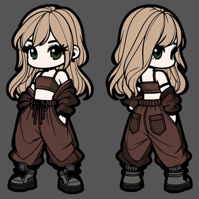 girl in crop top and baggy pants