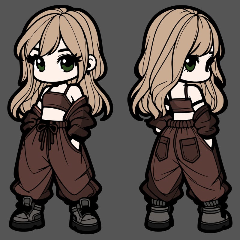 girl in crop top and baggy pants