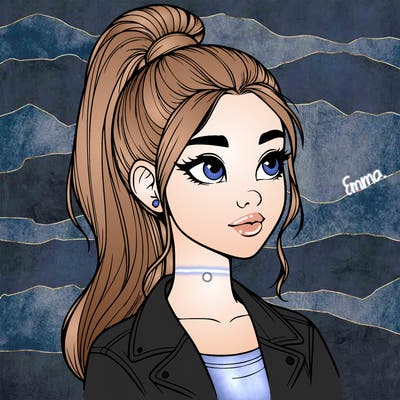 realistic girl with a high ponytail