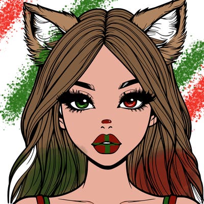 realistic girl with fox ears and realistic lips