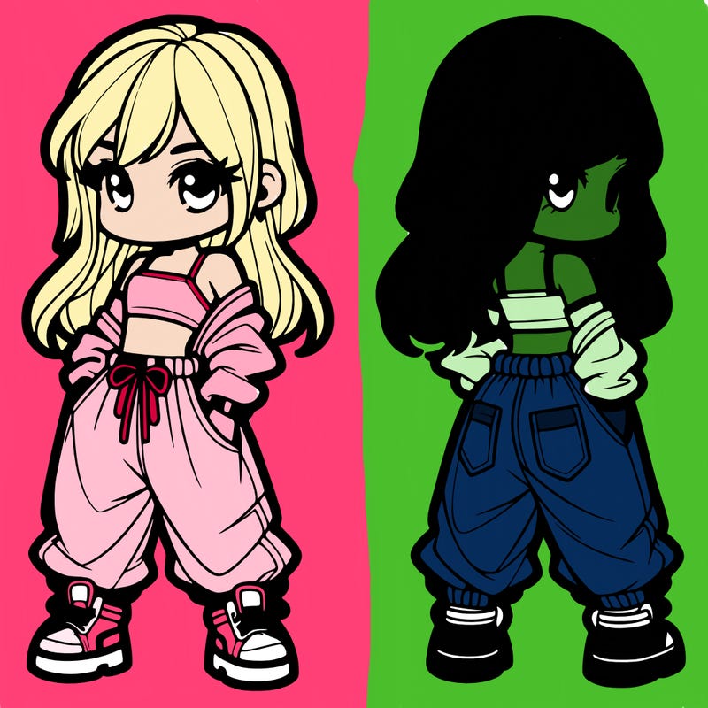 girl in crop top and baggy pants