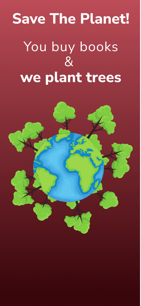 Bookshelf: Book Tracker, Club - 구매한 책마다 나무를 심는다는 Bookshelf 앱의 환경 이니셔티브 그래픽