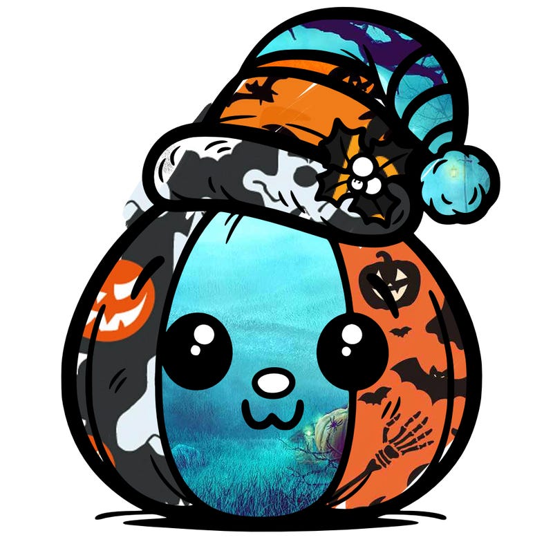 pumpkin with a christmas hat face