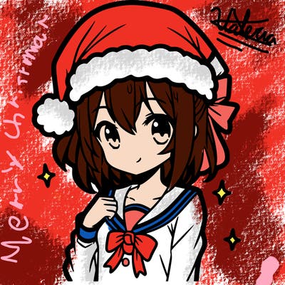 anime girl wearing a santa hat