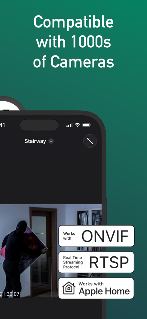 IPCams-App zeigt Kompatibilität mit ONVIF RTSP und Apple Home