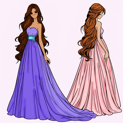 realistic woman with long flowing dress