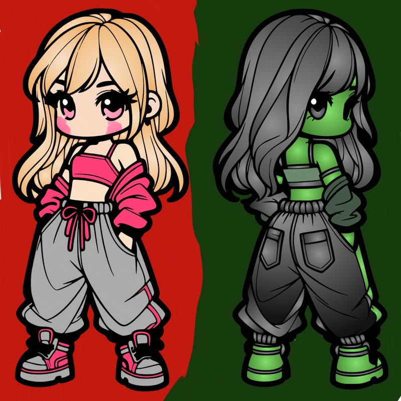 girl in crop top and baggy pants