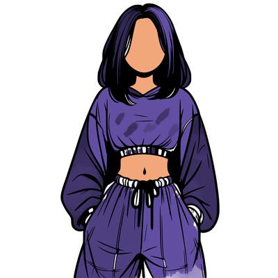 realistic girl faceless with baggy pants and a crop top