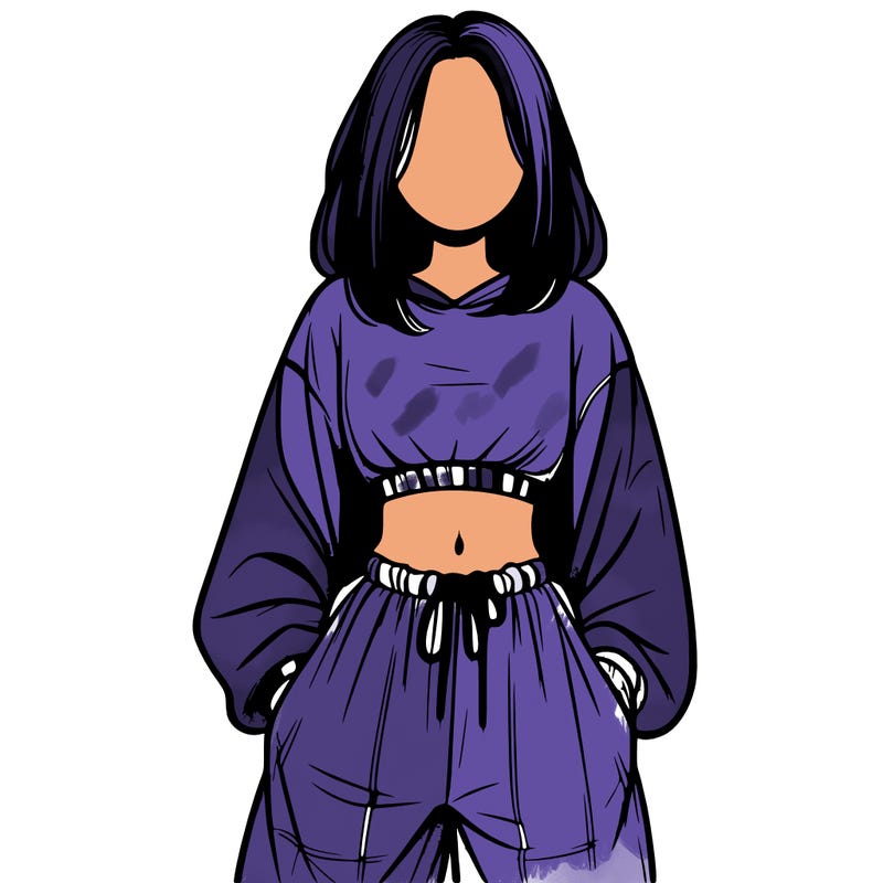 realistic girl faceless with baggy pants and a crop top