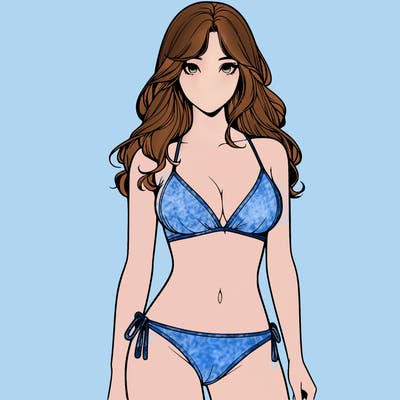 realistic girl with a revealing swimsuit