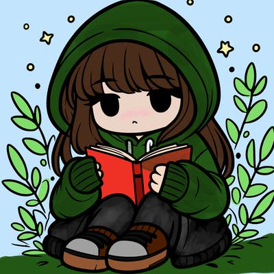girl in oversized hoodie reading a book