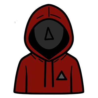 a person with non face waering a hoodie with a small triangle symbol