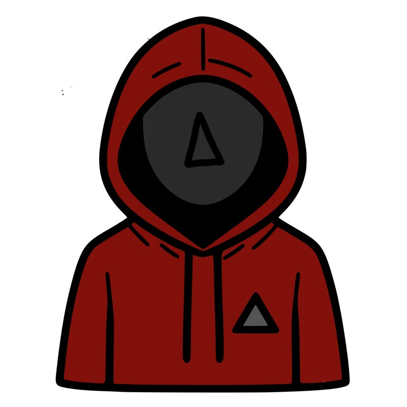 a person with non face waering a hoodie with a small triangle symbol