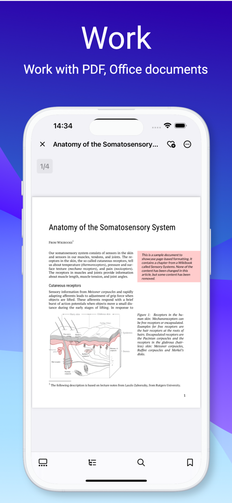 Uma tela de smartphone exibindo um documento PDF dentro do aplicativo File Hub