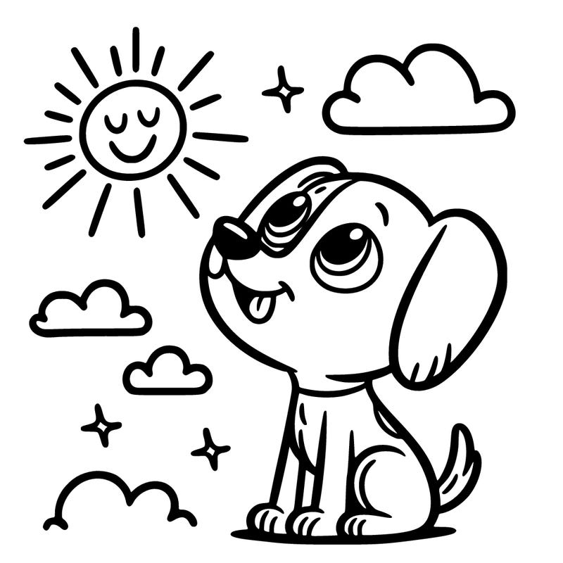 dog looking up at the sun