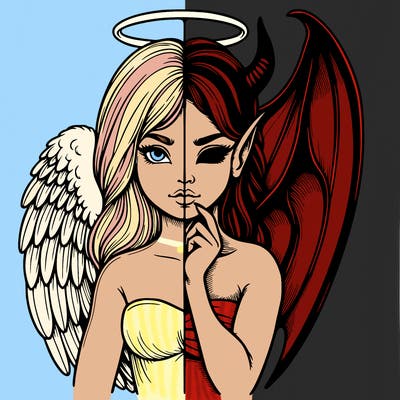 realistic angel half demon