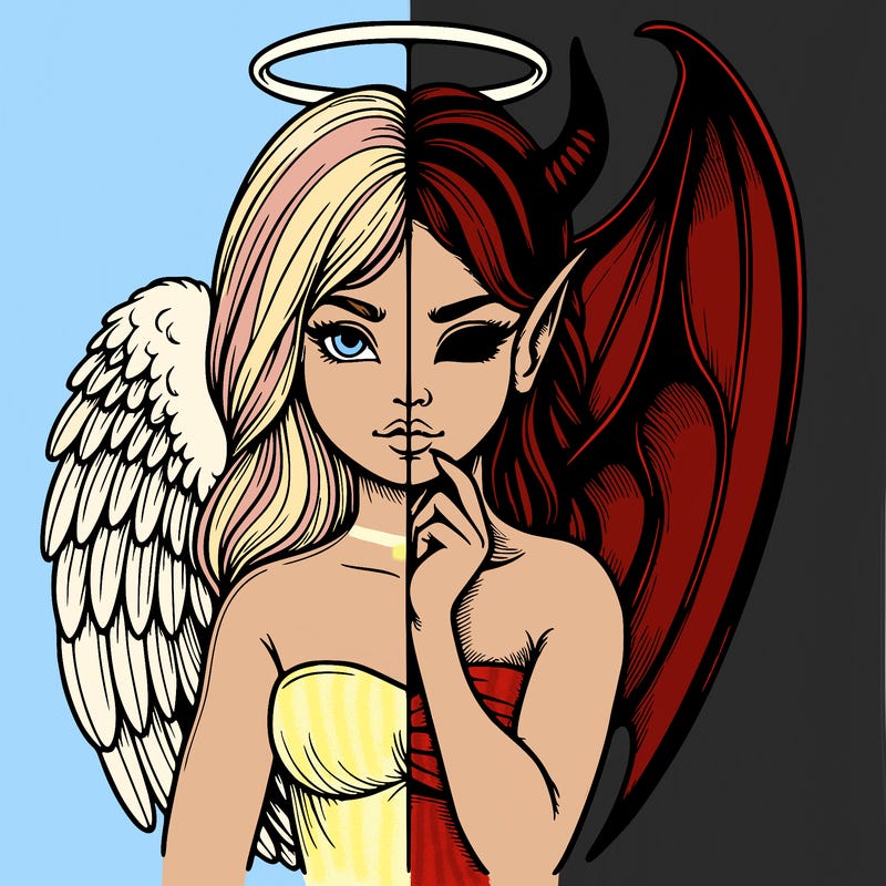 realistic angel half demon