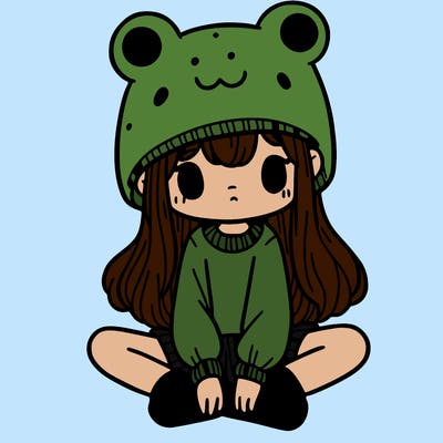 a girl wearing a frog hat and some frog socks