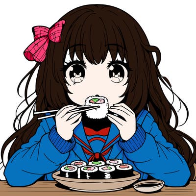 anime girl who eats sushi