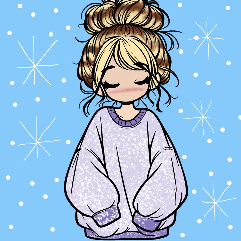 girl with baggy sweatshirt and messy bun