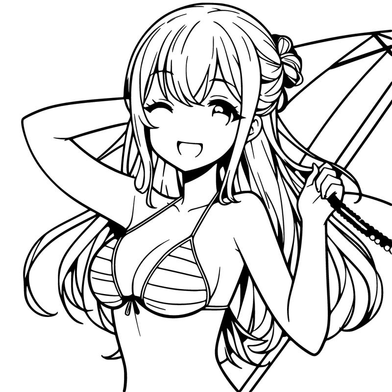 manga girl in bikini