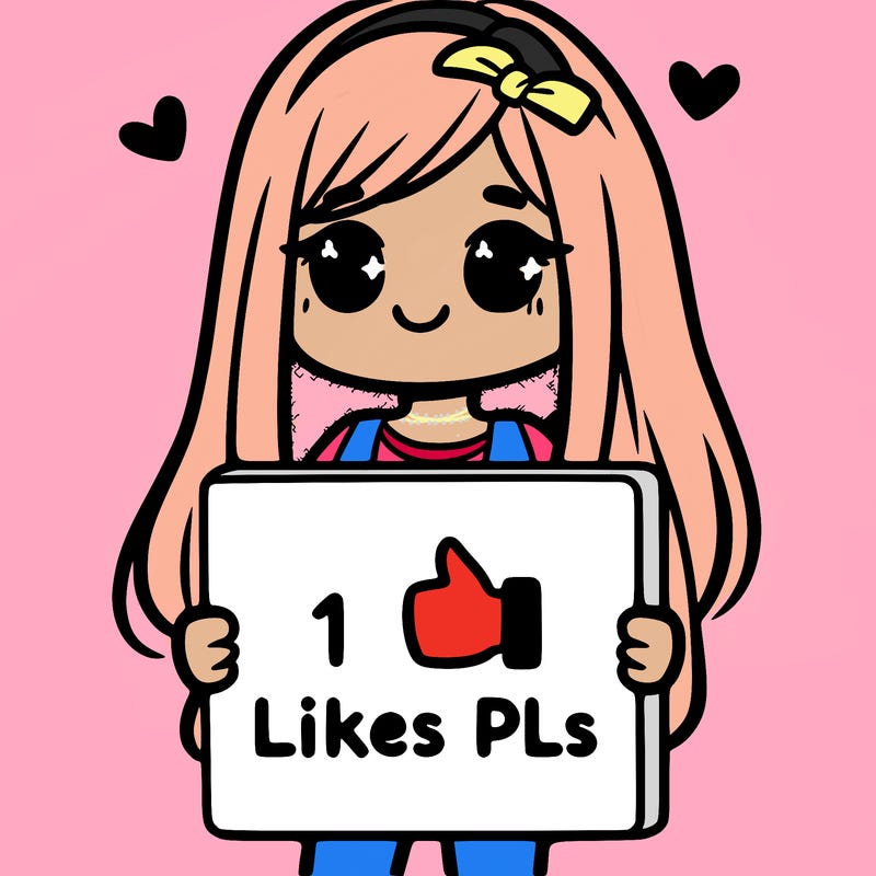 girl holding a sign saying 10 likes pls