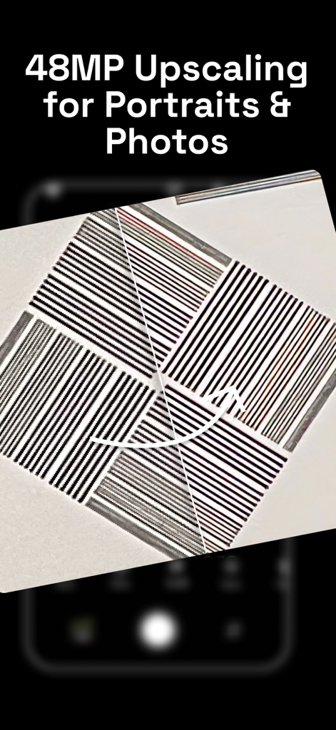 NeuralCam Aperture - NeuralCam Aperture screen showing 48MP upscaling comparison for high resolution photos