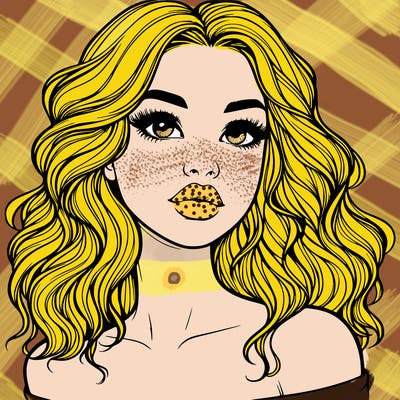 realistic girl with wavy hair and lips