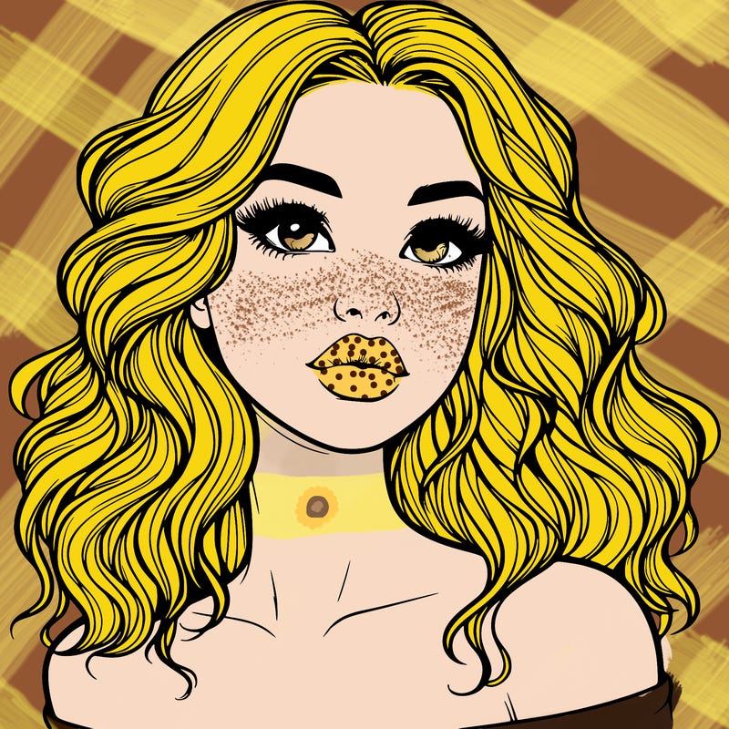 realistic girl with wavy hair and lips