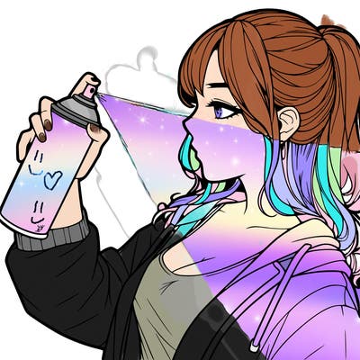 a realistic girl spray, painting