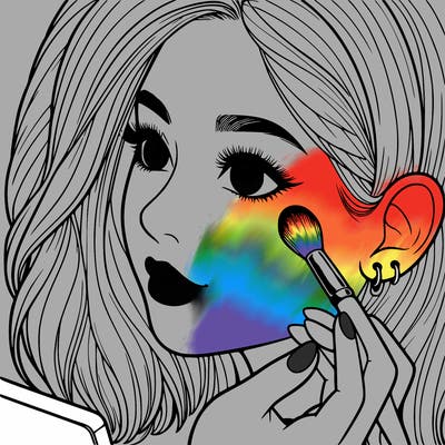 a realistic girl doing her makeup