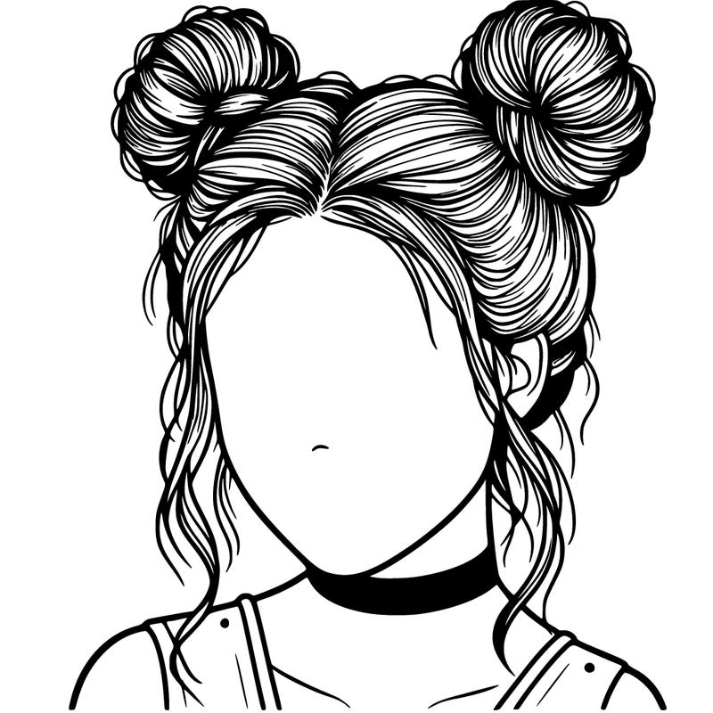 realistic girl with space buns