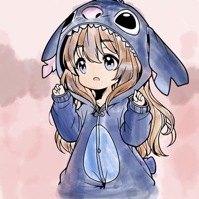 anime girl in a stitch onsie
