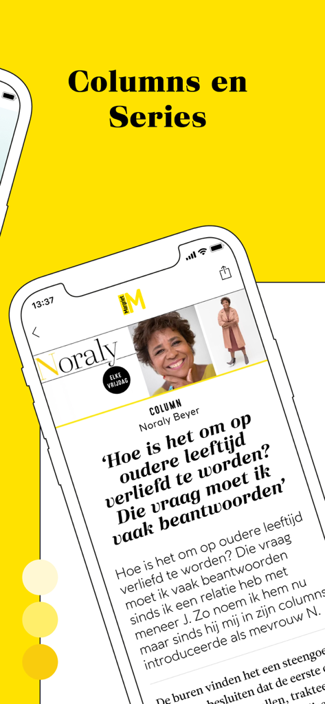 Captura de pantalla de la aplicación Margriet que muestra una columna de estilo de vida personal para mujeres mayores de 50 años