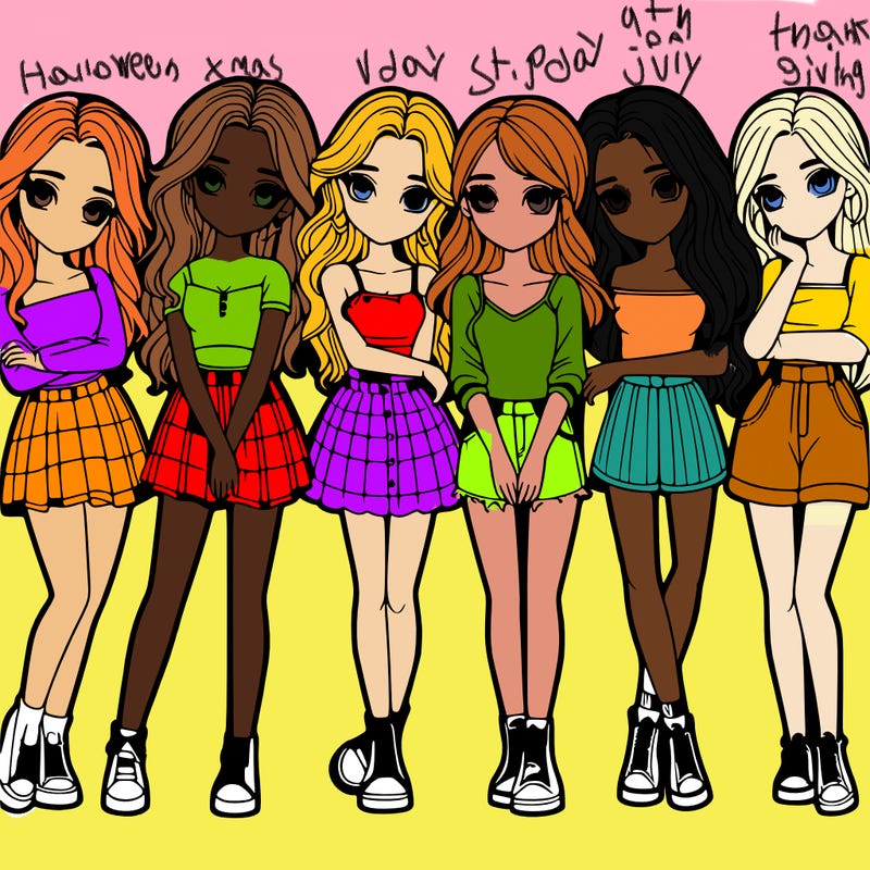 a group of girls realistic