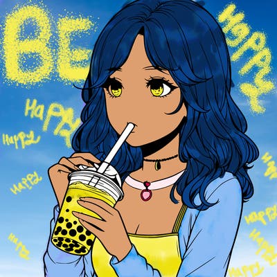 realistic girl drinking boba tea