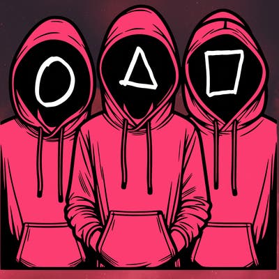 3 faceless people in  hoodies