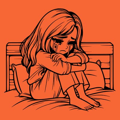 realistic girl crying on her bed over a break up