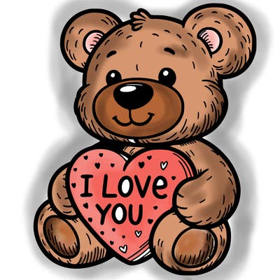 teddy bear holding an i love you heart