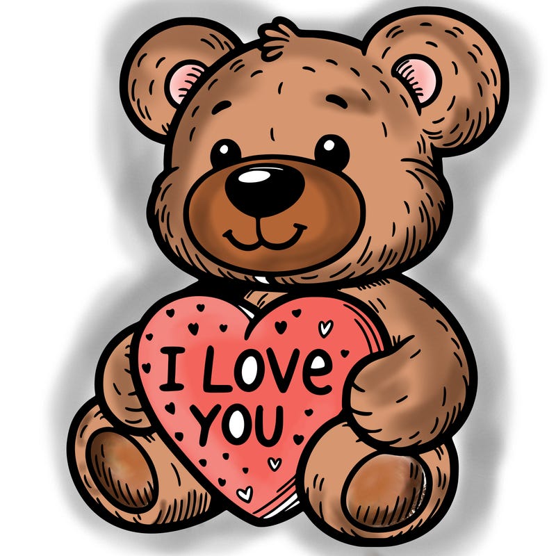 teddy bear holding an i love you heart
