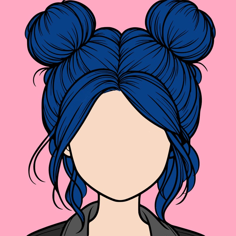 realistic girl with buns on the top of her hair